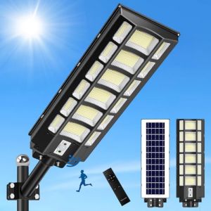 Viugreum 2000W LED R&eacute;verb&egrave;res Lampadaire Solaire Exterieur avec T&eacute;l&eacute;commande, 6500K Spot Solar Ext&eacute;rieur D&eacute;tecteur, 66cm Panneau Solaire IP65 Etanche LED R&eacute;verb&egrave;re Solar pour Jardin Patio Rue (Viugreum-EU, neuf)