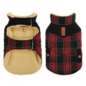 Queenmore Manteau d'hiver chaud pour chien par temps froid, manteau matelass&eacute; &agrave; carreaux pour chiens de petite, moyenne et moyenne taille, manteau de No&euml;l pour animal de compagnie fille/gar&ccedil;on (UKS INVESTMENTS, neuf)