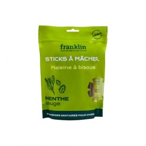 FRANKLIN – Friandises Dentaires pour Chien – Stick à mâcher avec 30% de Menthe – Haleine Fraîche & Anti-Tartre – Mastication Longue – Tout Âge – 250g (Franklin Pet Food, neuf)