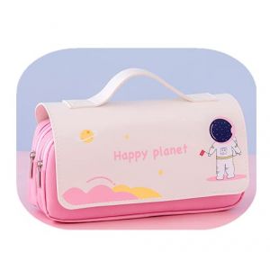 Freesiom Trousse Scolaire, Crayon Fille Garcon Enfant Ado 2 Double Compartiments Grande Capacite Astronaute Pilote Sac Organiseur Fourniture Scolaire Kawaii Fun Etudiant College Lycee Cadeau Rose (Cabrianne, neuf)