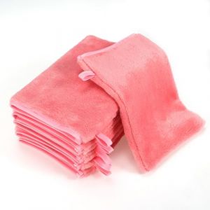 PHOGARY Lot de 6 Gants de Toilette pour b&eacute;b&eacute; Enfant, Tr&egrave;s Doux & Absorbant Microfibre Flanelle Gant de Toilette, Petite Serviette Main pour Visage avec Boucle de Suspension, Rose,13x20cm (Skowx, neuf)