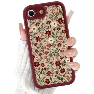 Xylota Coque pour iPhone 16e/SE 4/SE 2025 6,1", Aesthetic Fleurs Motif &Eacute;tui Filles Femmes Case, Mince Silicone Souple TPU Bumper Housse Antichoc Protection Case Cover pour iPhone 16e, Rouge (AMCREST HOLDINGS, neuf)