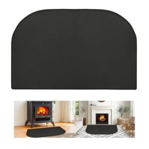 50 * 80cm Tapis de Chemin&eacute;e D'int&eacute;rieur Ignifuge, Plaque Protection Poele A BoisTapis de Chemin&eacute;e Anti Feu Tapis de Barbecue Sol Prot&egrave;ge Le Sol des &eacute;tincelles en Forme de D (Noir) (BAIBIAO, neuf)