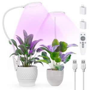 Grevoxy Lampes Horticoles LED &agrave; Spectre Complet 10W avec 56 LEDs, Lampes de Croissance pour Plantes d&rsquo;Int&eacute;rieur avec Pince, Col de Cygne Flexible &agrave; 360&deg;, Minuterie 4/8/12H, 3 Modes &ndash; Lot de 2 (CICIYUTT, neuf)