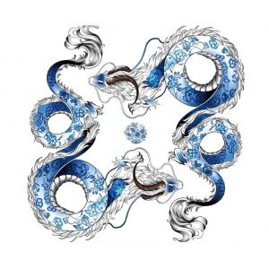 ARYU Autocollant De Tatouage ImperméAble à Bras De Fleur Demi-Armure De Dragon Bleu Et Blanc (XCTT, neuf)