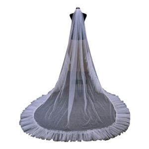 Voile de mariée, Voile de mariage Voiles de mariée à 1 niveau Voile de mariage cathédrale de luxe avec bord en dentelle à volants Voiles de mariée(200cm) (MTMSM, neuf)