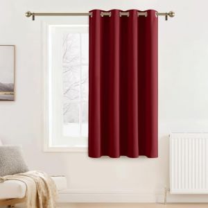 PONY DANCE Rideau Occultant - Draperies Thermique Isolation Lumineux Barrière à l'énergie Solaire et Rayon UV Décoratif Opaque, Largeur 140 x Hauteur 145cm, Rouge Foncé, Lot de 1 (RYB HOME EU, neuf)