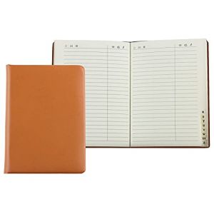 DELMON VARONE - Carnet d'adresses personnalisable DIN A6 reli&eacute; avec registre A-Z en "Boxcalf" Cuir de qualit&eacute; sup&eacute;rieure marron, couverture rigide et r&eacute;pertoire t&eacute;l&eacute;phonique alphab&eacute;tique (DELMON VARONE, neuf)