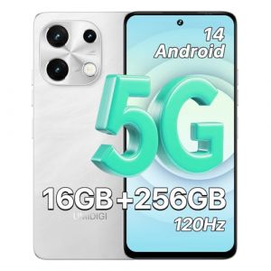 UMIDIGI Note 100 5G Smartphone, Android 14 Telephone Portable, 6.8" HD+ 120Hz Mobile Phone, 16GB+256GB/TF 1TB, Dual SIM 5G Téléphone Android, 50MP+16MP Caméra/5000mAh/Face ID/GPS/OTG (ECO-YKD, neuf)