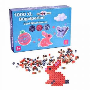 1000 perles &agrave; repasser Maxi XL 10 mm or bronze argent. Grandes perles &agrave; repasser de 10 mm pour enfants &agrave; partir de 3 ans. Pour gar&ccedil;ons et filles. Compatible avec toutes les plaques &agrave; picots Maxi de (Happy Price Toys, neuf)