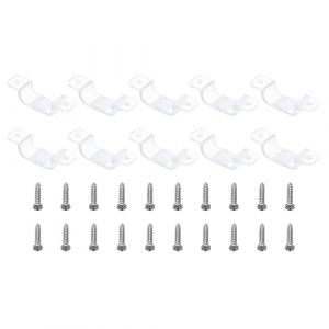 TOP-VIGOR Lot de 50 clips de fixation pour bande lumineuse LED, supports de fixation en plastique, bande LED &eacute;tanche avec vis pour ruban lumineux n&eacute;on RVB de 15 &agrave; 17 mm, translucide (Top-Vigor Top Sales, neuf)