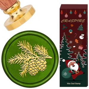 craspire Tampon de Cire à Cacheter en Forme de Pomme de Pin Tampon de Cire à Cacheter en Forme de Branches Tête de Tampon en Laiton Amovible Rétro de 25mm avec Manche en Bois pour Le Jour de Noël (CRASPIRE FR, neuf)
