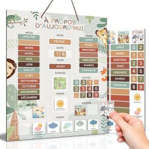 BIROYAL Calendrier Enfant &Eacute;ducatif Magn&eacute;tique pour Mur ou Frigo, semainier enfant, Calendrier Magn&eacute;tique pour Enfants avec Saisons, Temps & Dates, 46 &Eacute;tiquettes, Outil d'apprentissage Ludique, 40x33cm (KYONANO, neuf)
