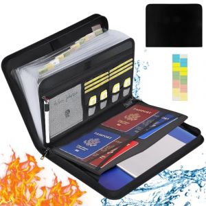 Trieur A4 Ignifuge Trieur Document, Trieur Document Valise R&eacute;siste &agrave; 2000&deg;F Rev&ecirc;tement de Silicone,13 Compartiments, Organisateur de Documents Imperm&eacute;able Trieur pour Documents, Passeport et Plus (VISTA Shop, neuf)