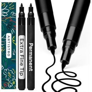 Artistro marqueur permanent noir 2 pi&egrave;ces &ndash; marqueurs &eacute;tanches pour pneu, tissu, pierre, verre, c&eacute;ramique, bois, papier &ndash; stylos peinture &agrave; base d&rsquo;huile &ndash; pointe extra-fine 0,7 mm (Artistro FR, neuf)
