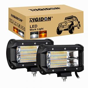 RIGIDON Lot de 2 barres LED stroboscopiques bicolores 12,7 cm 72 W, faisceau spot 3 rang&eacute;es, 12/24 V, pour voitures, bateaux, camions, 4x4, SUV, tracteurs, pelleteuses (Sanyue-EU, neuf)