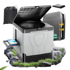 congumi Toilettes de Camping Pliantes, Toilettes Portables pour Adultes, Toilettes de Voyage avec Papier et Support de téléphone, Toilettes d'urgence avec 20 Sacs Poubelle (TULE-US, neuf)