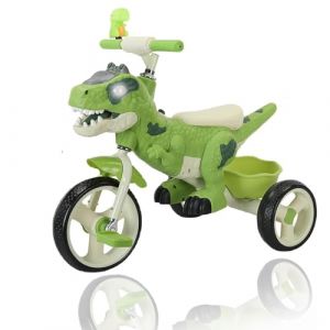 NMM Tricycle Enfant Dinosaure avec Musique et LumièRes, Velo Enfant 2-8 Ans, Draisienne, VéLo éDucatif Anti-Chute, Capacité de Charge de 35 Kg et Klaxon en Forme de Dinosaure (HTKJ_EUR, neuf)