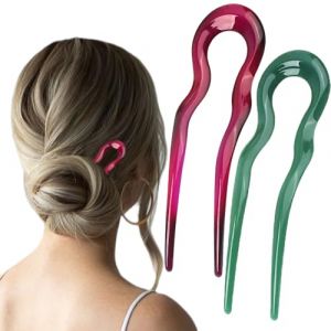 &Eacute;pingle &agrave; cheveux en forme de U avec m&egrave;che torsad&eacute;e fran&ccedil;aise, 2024, nouveaux accessoires de coiffage de cheveux en forme de U avec m&egrave;che torsad&eacute;e fran&ccedil;aise (rose, rouge, vert) (baitianminggewg, neuf)
