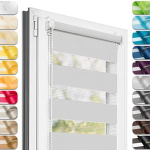 Estika Store Enrouleur Jour Nuit sans perçage - Gris Clair - 45 x 220 cm - Store à enroulement, Double Tissu, pour fenêtres intérieures, Protection Contre Le Soleil (Estika, neuf)
