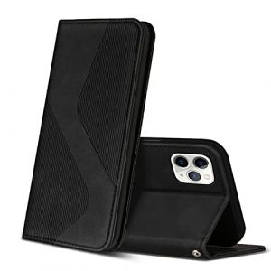 ZONNAVI Coque pour iPhone 11 Pro Max, Premium Étui Housse en Cuir de Protection avec [Emplacements Cartes] [Magnetique], Clapet Folio Portefeuille pour iPhone 11 Pro Max (Noir) (ZONNAVI, neuf)
