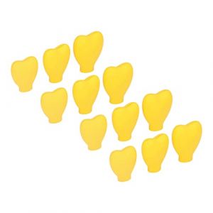 Pssopp Couvre-pinceaux Cosm&eacute;tiques en Silicone en Forme de Coeur Jaune, 12 Pcs, Flexibles et Extensibles, Silicone de qualit&eacute; Alimentaire, Facile &agrave; Transporter pour les Voyages ou la Maison, Id&eacute;al (Otoleeleu, neuf)