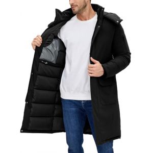 Voqeen Homme Manteau Longue Hiver Chaude Veste &agrave; Capuche D&eacute;tachable Coupe-vent Blouson Matelass&eacute; Grand Froid d'Ext&eacute;rieur (YCH_GO, neuf)