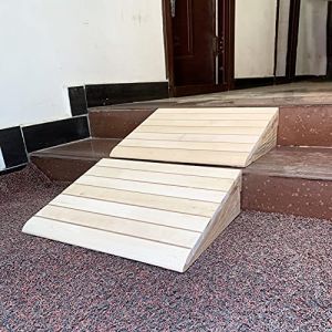 HWBB Rampe de Seuil Fauteuil Roulant Voiture Rampe de Seuil en Bois Léger 8cm/10cm/12cm/15cm de Hauteur,Marches de Jardin Trottoir Allée Escalier Rampe D'accès pour Véhicule,Vélo,Fauteuil Roulant (Mr. Lu's shop, neuf)