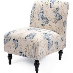 Housse de Fauteuil sans Accoudoir,Extensible 1 Place Housse De Chaise,Elastique Housse De Canapé Housse De Salle à Manger Amovible Lavable pour Salon Chambre (Color : Beige/Butterfly, Size : 1pc) (Lausit Zenr, neuf)
