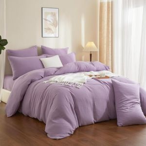 YASMENG Housse de Couette Gaze de Coton 240x260 Violet 100% Coton Parure de Lit Double en Gaze de Coton Doux Respirant Linge de Lit 2 Personne avec Fermeture Éclair et Taies d'oreiller 65x65 cm (Tamir Zhang, neuf)