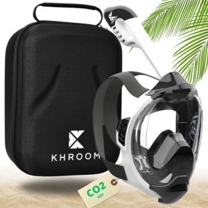Khroom Masque de plongée en apnée pour Adultes et Enfants - Seaview Y | sans Danger au Niveau du CO2 | Masque intégral | Équipement de plongée avec Masque Complet / Easy-Breathing (L-XL Blanc+étui (Varento, neuf)