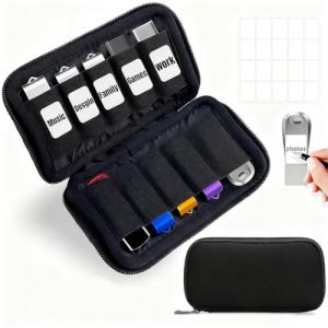 VYNZOR Sac de Rangement pour Clé USB 10 Capacités, Organiseur Électronique avec Compartiments pour Clés USB, Rangement Clef USB Compact et Léger pour Transport Facile, Idéal pour Professionnels (Shophaomall Store, neuf)