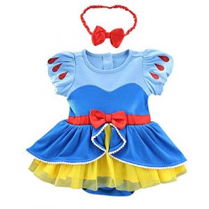 MYRISAM Costume de Carnaval pour Filles de B&eacute;b&eacute; Blanche-Neige Sir&egrave;ne Belle Sofia Anniversaire de Princesse Tutu Robe Romper Bodysuit w/Bandeau Tenue de No&euml;l Halloween 6-9 mois (MYRISAM store, neuf)