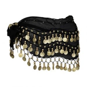 Ceinture Danse Orientale Femme, Noir Belly Dance Foulard Femme, Ceinture Danse Orientale Femme,Fille Foulard Danse du Ventre mit 128 Pièces de Monnaie, pour Scène et Class de Danse (lets xia, neuf)