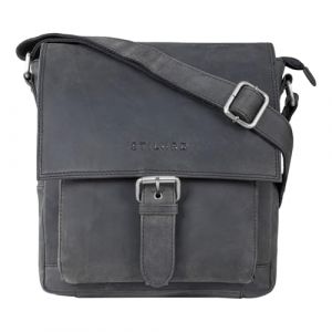 STILORD 'Nevio' Sacoche pour Hommes en Cuir | Petite Messenger Bag Élégante Vintage | Sac à Bandoulière pour Tablette 10.1' Besace pour iPad en Cuir Véritable, Couleur:Carbon - Gris (STILORD Cuir, neuf)