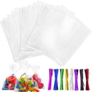 100 PCS Sachets Transparents Pour Biscuits, Sachet Plastique transparent, Sachet Bonbon, Sachet Alimentaire, Sachet Bonbons, Sachet pour Biscuits emballer des g&acirc;teau au chocolat (8 x 19 cm) (CELTIC MANUFACTURING, neuf)