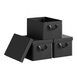 WOLTU Bo&icirc;te de Rangement Pliable, Panier de Rangement en Tissu Non-Tiss&eacute;, avec Poign&eacute;es et Couvercle, pour V&ecirc;tements et Jouets, Noir, 48x29x20cm (WOLTU GmbH, neuf)