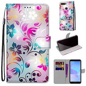 TOMYOU Coque pour Huawei Y6 2018, Housse en Cuir pour Honor 7A, Housse Etui &agrave; Rabat Premium en Cuir PU [Pochette de Portefeuille] [Fermeture Magn&eacute;tique] pour Huawei Y6 2018 / Honor 7A (WGR Global Business, neuf)