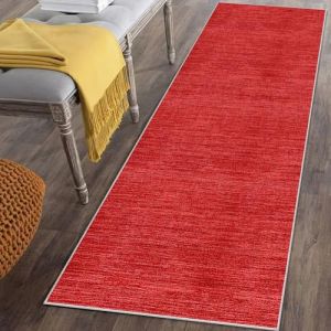 Tapis de Passage Couloir Antid&eacute;rapant et Lavable 50 x 200 cm Rouge Tapis de Cuisine Tapis Couloir Long Absorbant Tapis d'entr&eacute;e Interieur Paillasson Tapis de Sol pour Passage Chambre Buanderie (xuehonggang, neuf)
