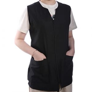 Etrexonline Blouse Noir de Travail Sans Manches pour Femmes, Manteau Uniformes Femmes de nettoyage - Noir XXXL (Etrexonline, neuf)