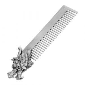 VICASKY Peigne de coiffage à tête d'huile mini peigne à moustache peigne à barbe en métal peigne coiffant pour hommes meilleure tondeuse à moustache et barbe Alliage de zinc (Belicious Helper, neuf)