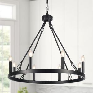 ASHUAQI Lustre noir &agrave; 8 flammes - Lustre vintage de style maison de campagne - Lampe suspendue industrielle rustique pour salon, salle &agrave; manger, cuisine, chambre &agrave; coucher, couloir (ASHUAQI (FR), neuf)