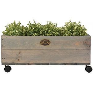 Esschert Design Jardinière sur roulettes M, 59 x 39 x 25 cm, en Bois, Taille M, avec 4 roulettes en Plastique, Caisse en Bois, boîte de Rangement (AC-Déco, neuf)