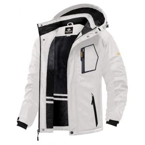 GEMYSE Homme Veste de Ski Imperm&eacute;able de Montagne Manteau d'hiver Ext&eacute;rieur en Polaire Coupe-Vent avec Capuche (Blanc 02,2XL) (GEMYSE, neuf)