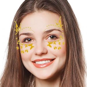 Autocollants pour le visage - Strass durables - Classe de visage - Autocollants &eacute;tanches dor&eacute;s - Faux &eacute;cailles d'&eacute;t&eacute; - Autocollants pour le visage - Taches de rousseur - o (GePaiGuPuShangMao, neuf)