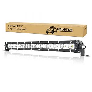 SKYWORLD Phare de Travail 33 cm 60W Slim Barre LED 12V 24V Projecteur LED Voiture Etanche IP67 Spot Feux de Travail pour 4x4 Voiture Camion Tracteur SUV Bateau, 6000K Feux Antibrouillard (SKYWORLD-EU, neuf)