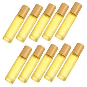 WEKADRIN Rouleau De 10 Pièces Flacon roller en verre jaune diffuseurs d'huiles essentielles bouteille d'huile de pulvérisation pompe Flacon roll-on en verre Bouteille de sérum roll-on acier (CIUUNIG, neuf)
