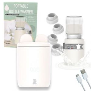 Hello Hippo - Chauffe-biberon Compact et Portable : USB-C Rechargeable, Anti-Fuite, Compatible avec Philips Avent, MAM, NUK | 4 Températures Réglables | Chauffage Rapide et Efficace (BR'Trade, neuf)