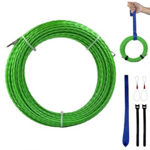 LUMITERRA Aiguille Electricien 30m, 4mm Diam&egrave;tre Tire Cable &Eacute;lectrique, Tire Fils Electrique avec 2 Ressorts de Guidage Filetage Cable Enfileur pour C&acirc;ble de Communication Mur Conduit de Sol, vert (SNON NICA S.R.L., neuf)