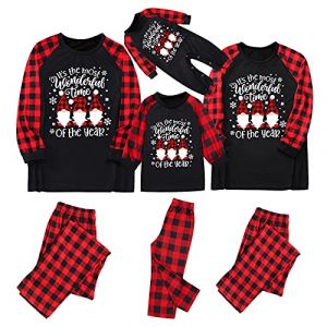G&eacute;n&eacute;rique Pijamas de No&euml;l en Famille, Pyjamas Festifs avec Design de Lutins de No&euml;l et Phrase Joyeuse, Tissu Confortable et Tartan Rouge - Noir, Parfaits pour Toute la Famille Lors des Photos Homme (NETTY, neuf)